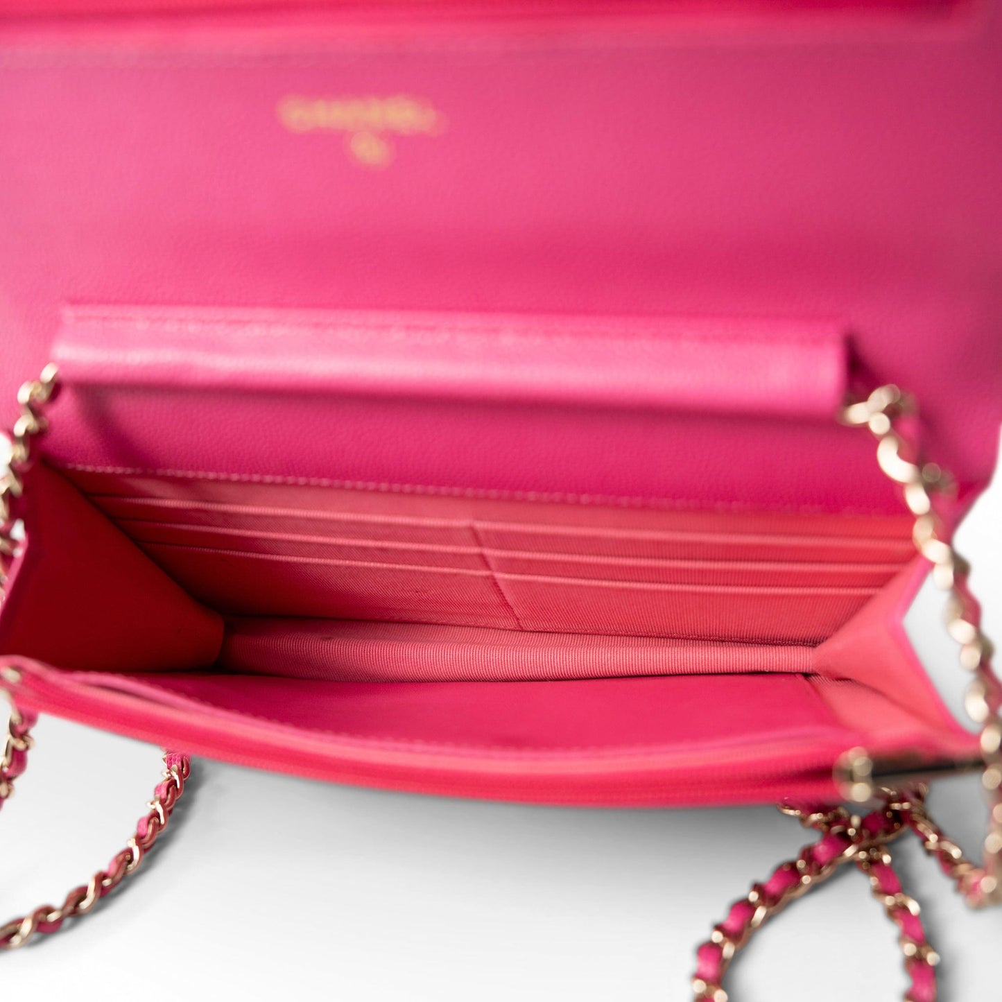 22P Pink Caviar Quilted Wallet on Chain Light Gold Hardware