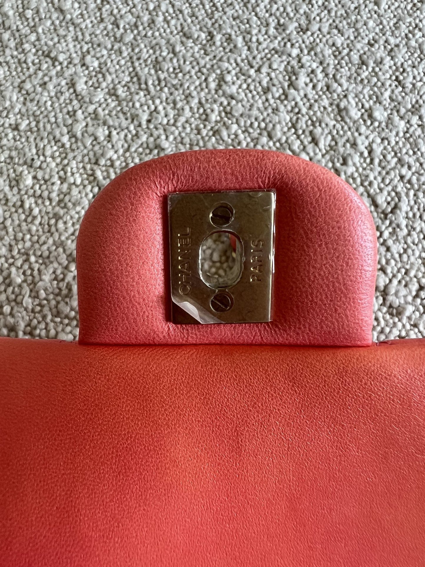 22P Pink/Orange Mini Lambskin Quilted with Top handle Rectangular LGHW