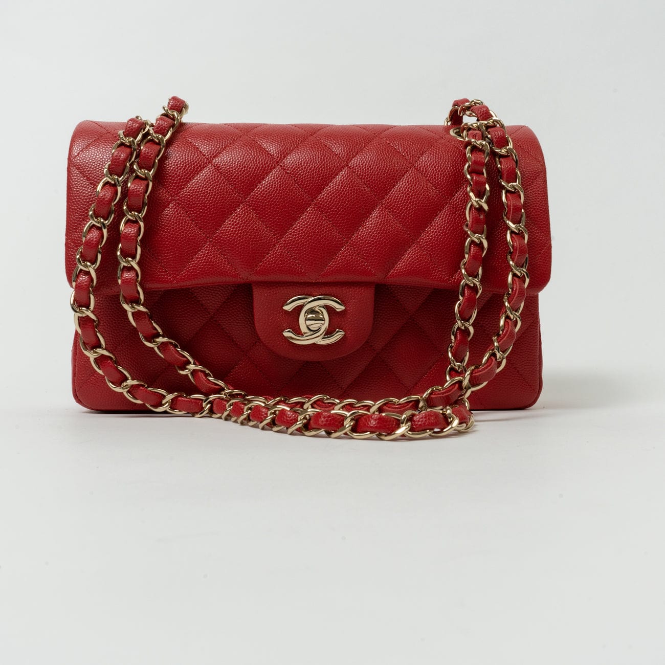 22P Red Caviar Quilted Classic Flap Small LGHW