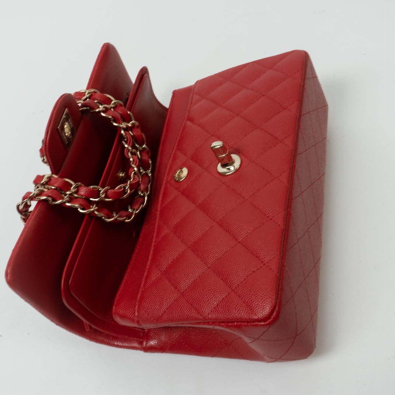 22P Red Caviar Quilted Classic Flap Small LGHW