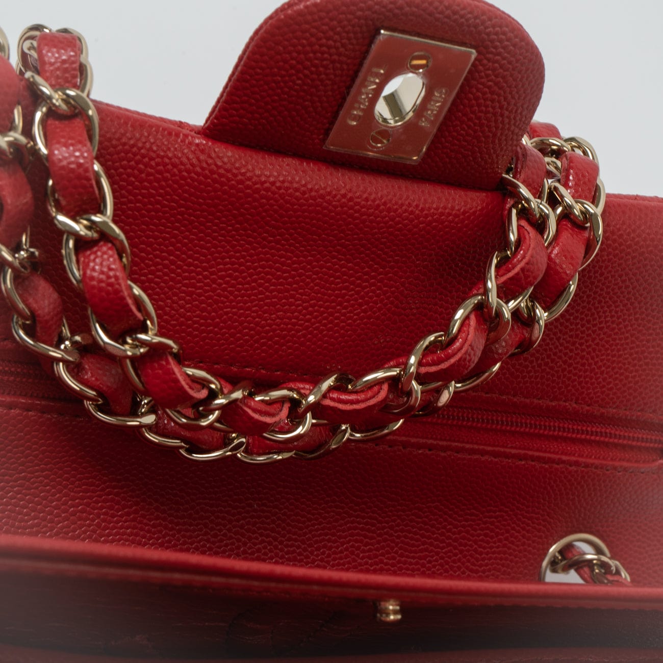 22P Red Caviar Quilted Classic Flap Small LGHW
