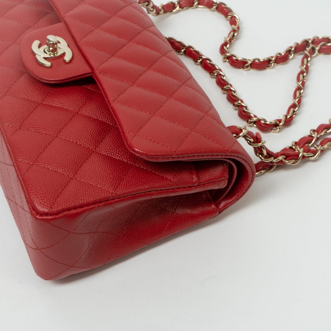 22P Red Caviar Quilted Classic Flap Small LGHW