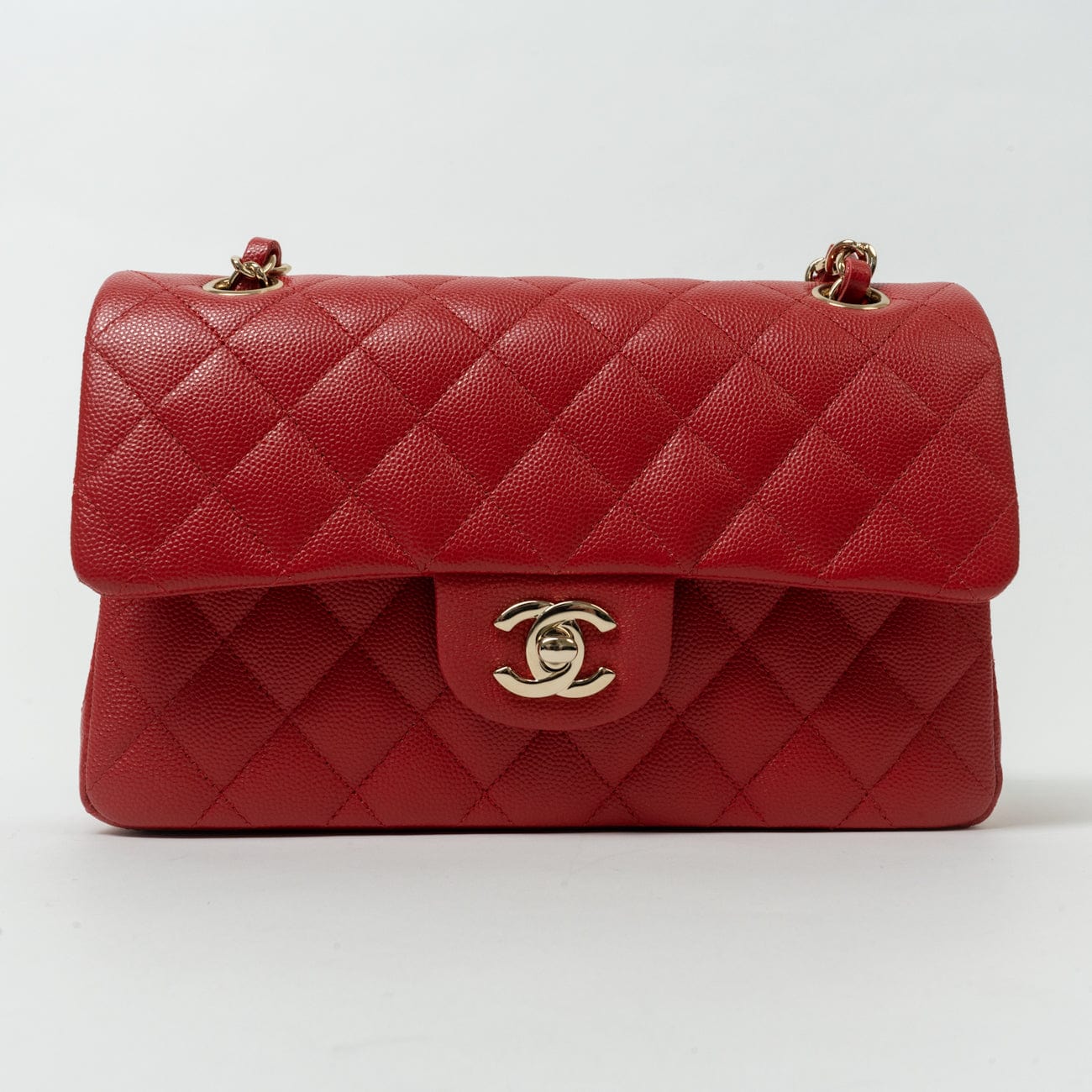 22P Red Caviar Quilted Classic Flap Small LGHW