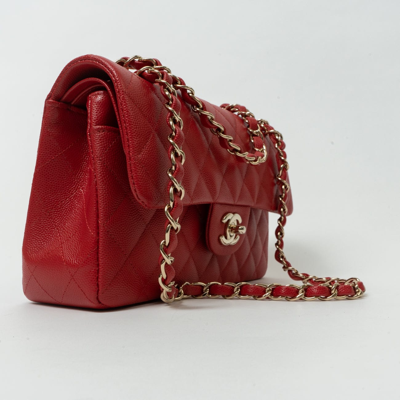 22P Red Caviar Quilted Classic Flap Small LGHW