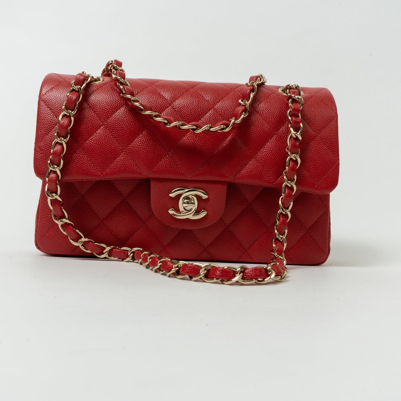 22P Red Caviar Quilted Classic Flap Small LGHW