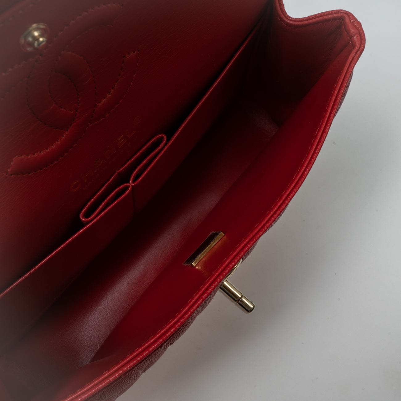 22P Red Caviar Quilted Classic Flap Small LGHW