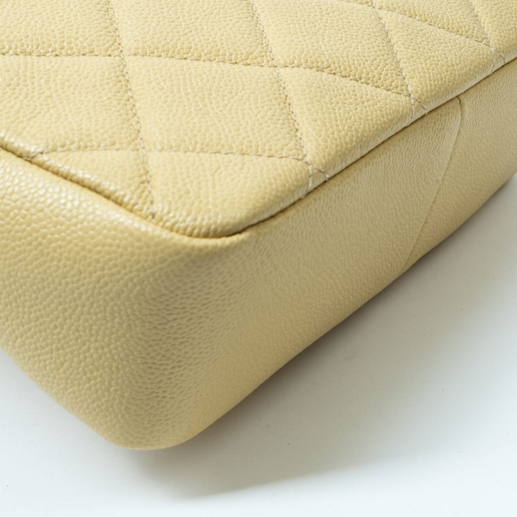 22P Shiny Yellow Caviar Quilted Small Chain Melody Flap