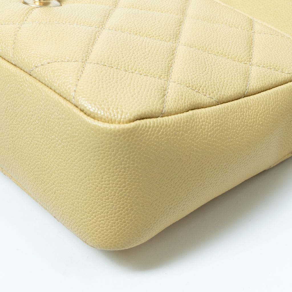 22P Shiny Yellow Caviar Quilted Small Chain Melody Flap