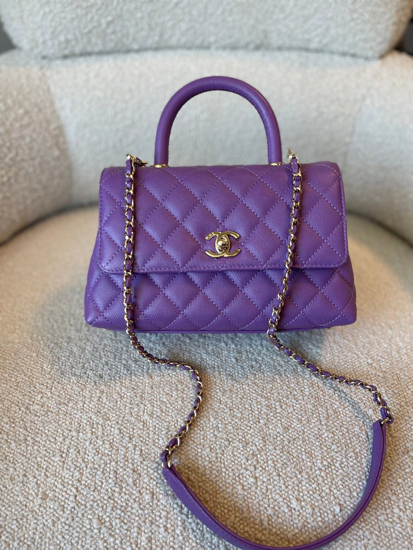 22P Violet Caviar Coco Handle Small LGHW