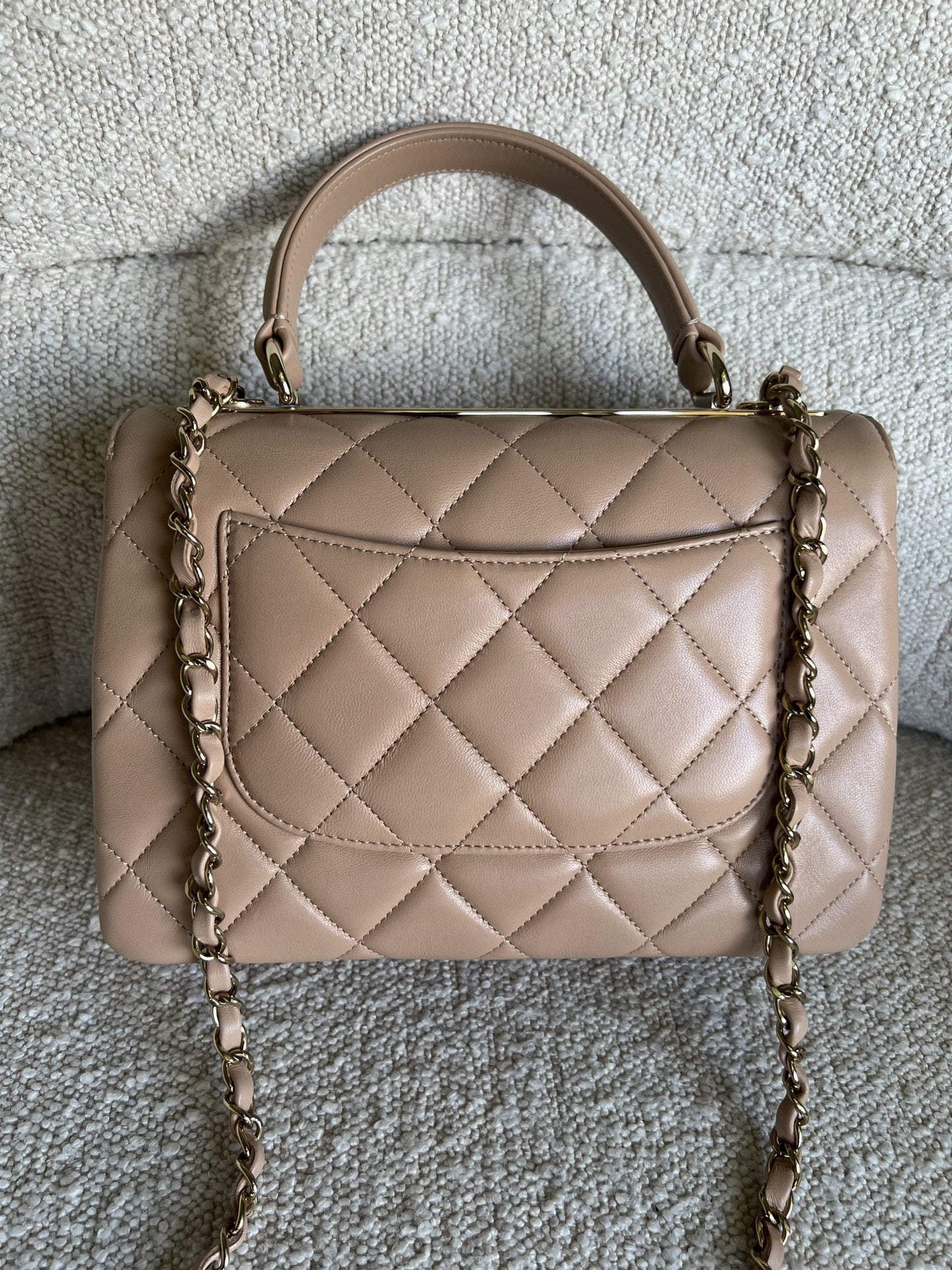 22S Beige Lambskin Quilted Trendy CC LGHW