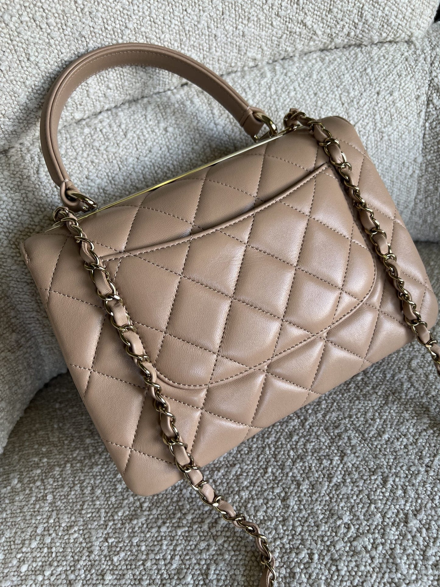 22S Beige Lambskin Quilted Trendy CC LGHW