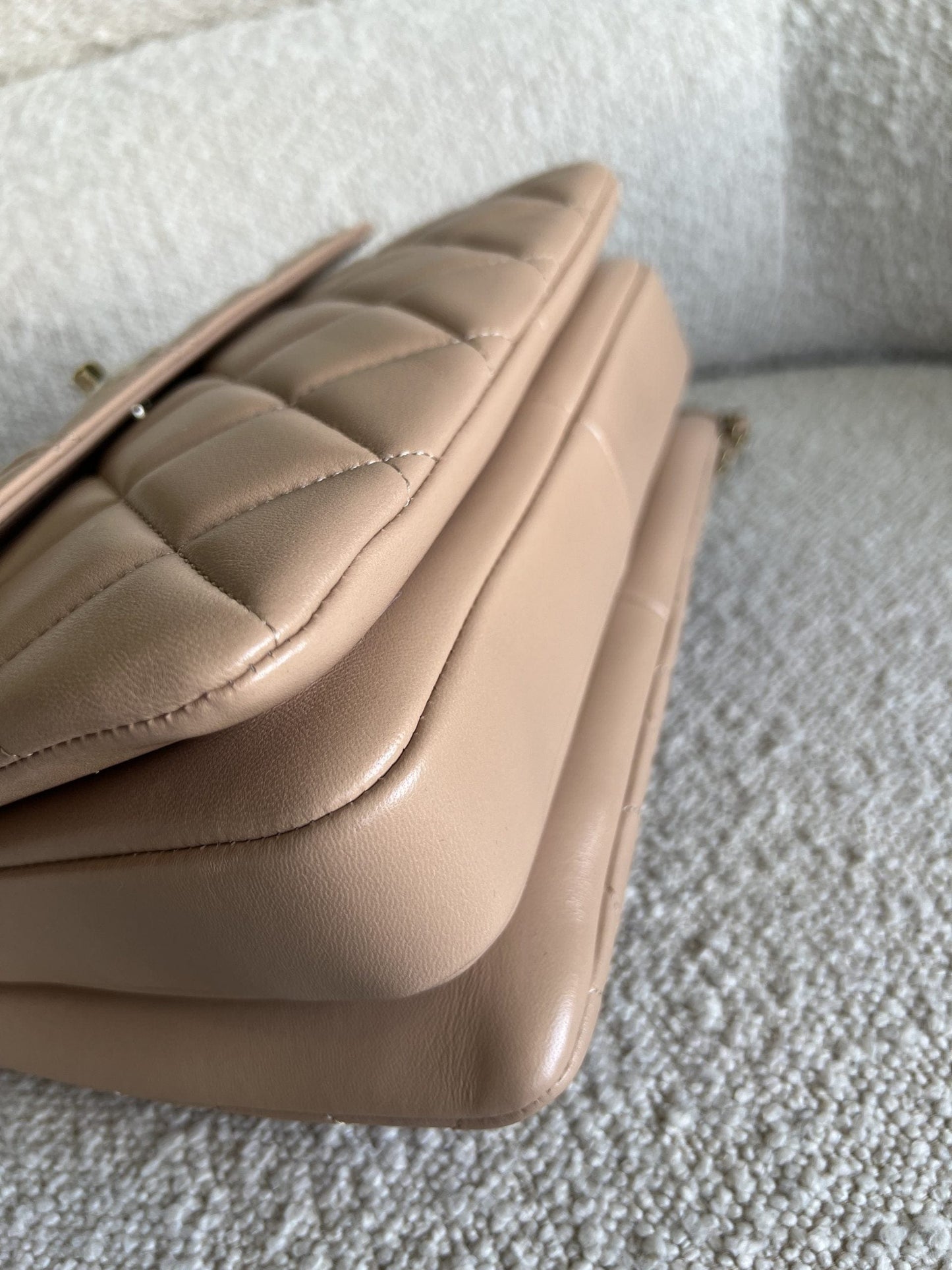 22S Beige Lambskin Quilted Trendy CC LGHW