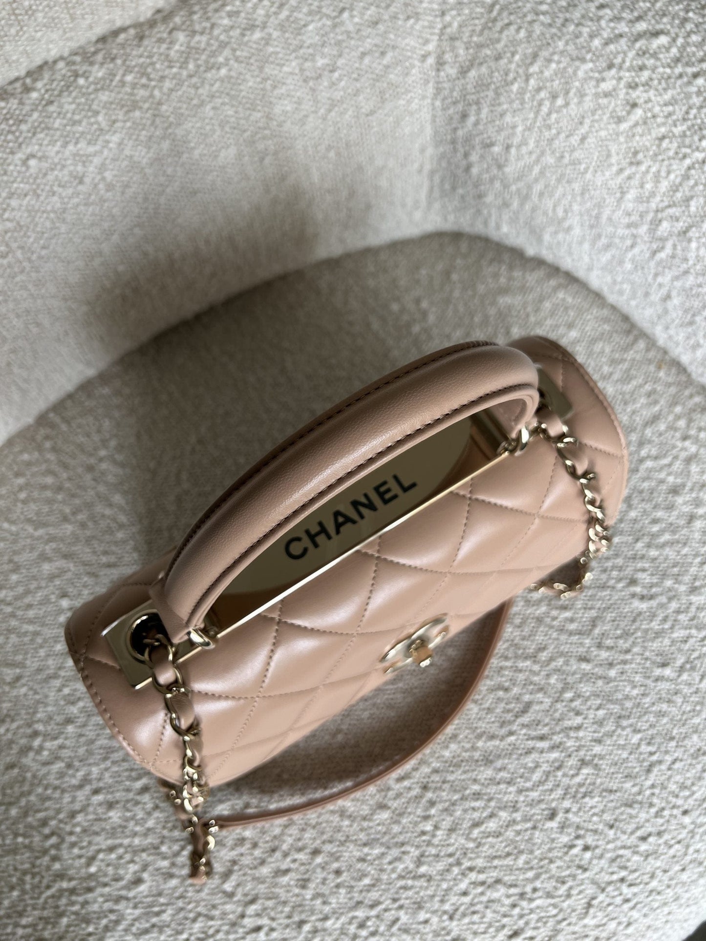 22S Beige Lambskin Quilted Trendy CC Light Gold Hardware