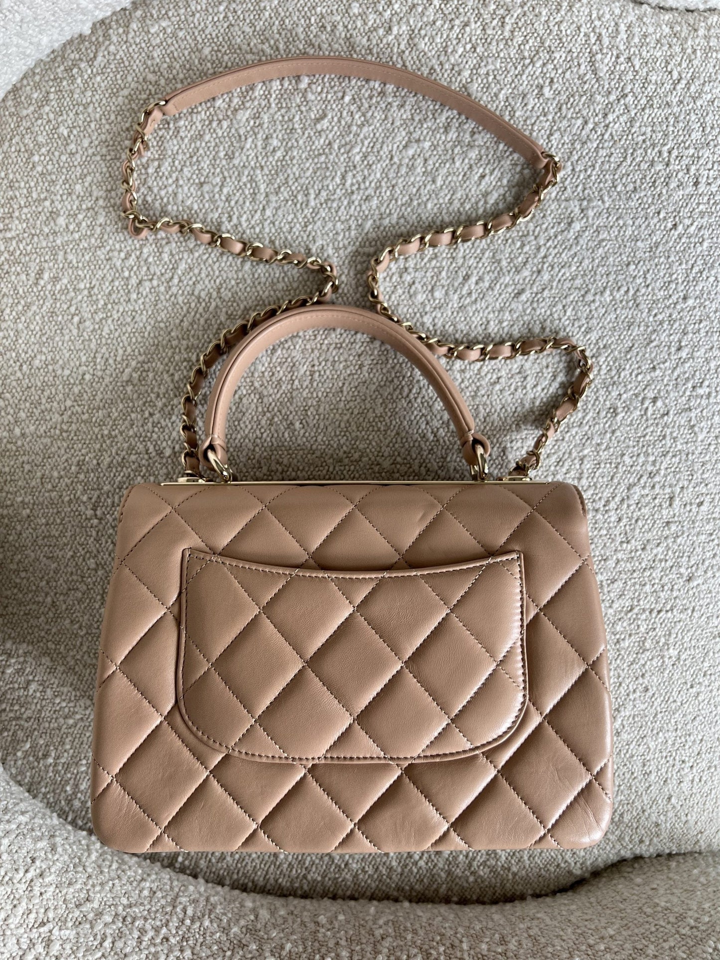 22S Beige Lambskin Quilted Trendy CC Light Gold Hardware