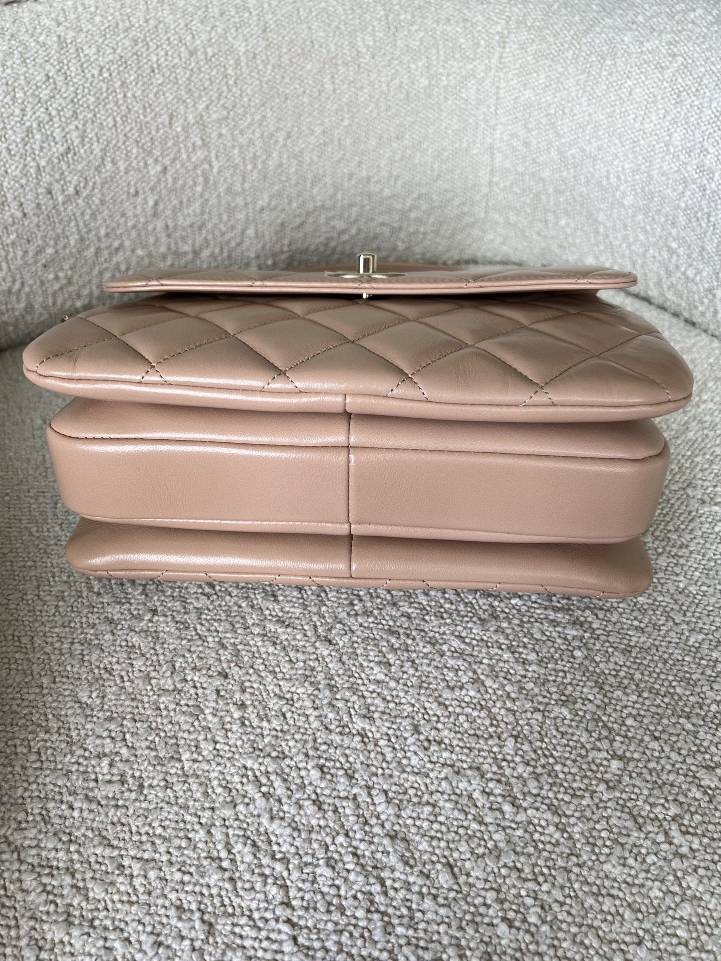 22S Beige Lambskin Quilted Trendy CC Light Gold Hardware