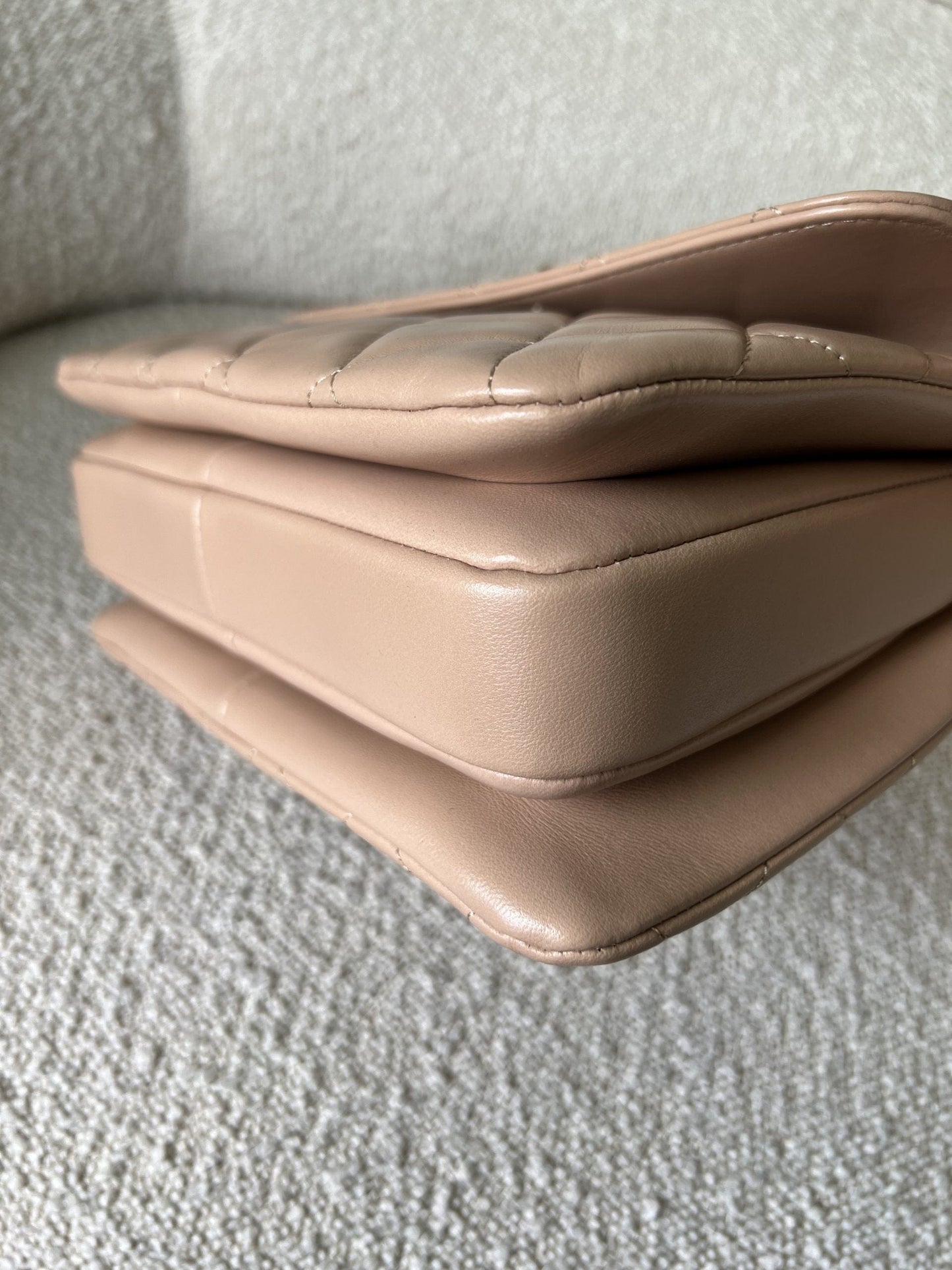 22S Beige Lambskin Quilted Trendy CC Light Gold Hardware