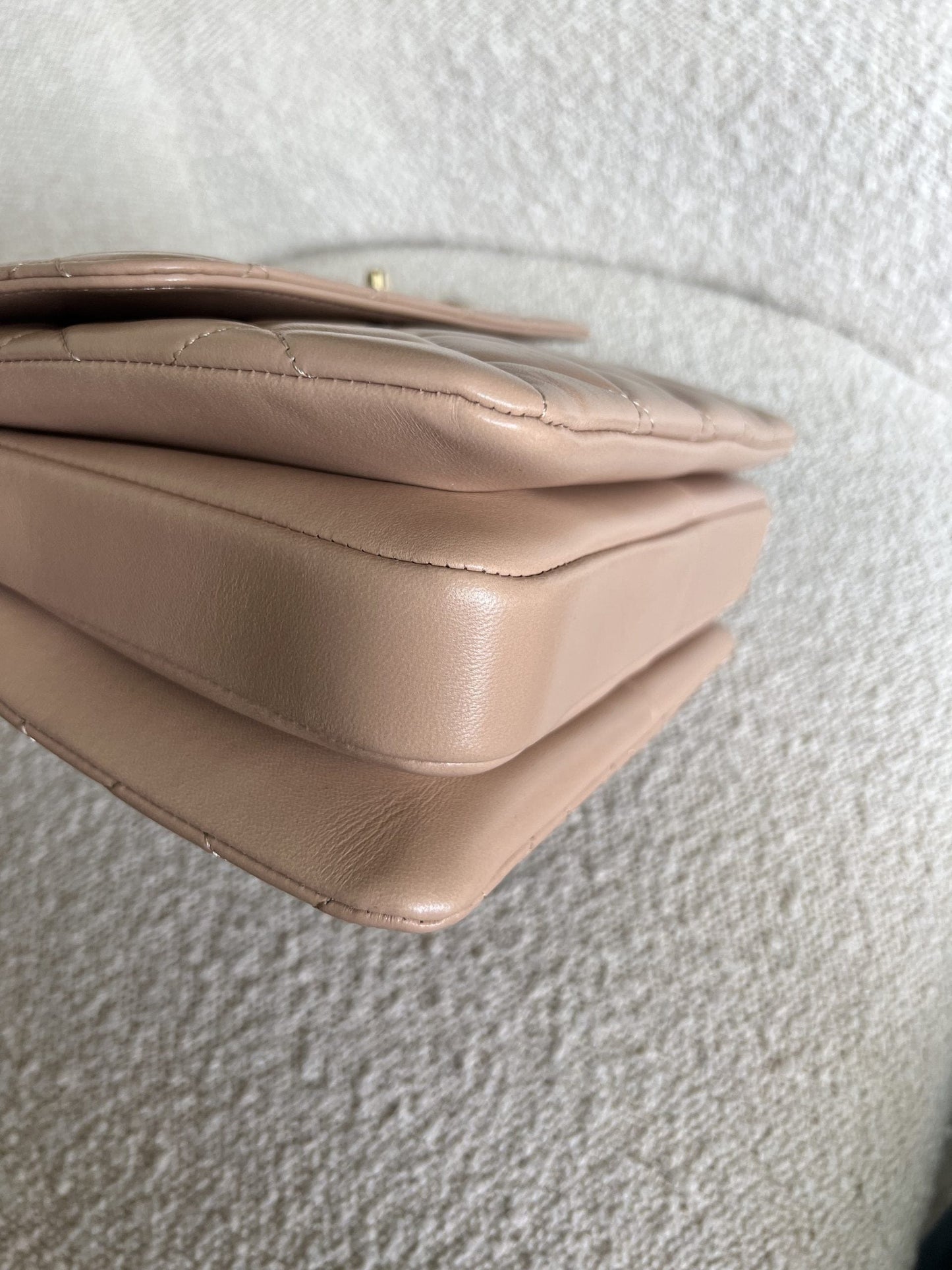 22S Beige Lambskin Quilted Trendy CC Light Gold Hardware