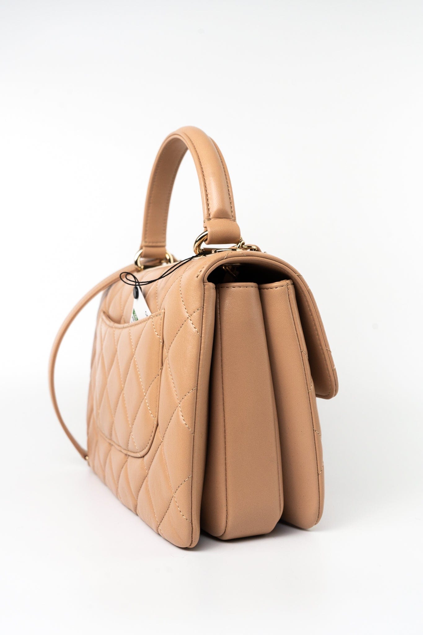 22S Beige / Light Caramel Lambskin Quilted Trendy CC Small Light Gold Hardware