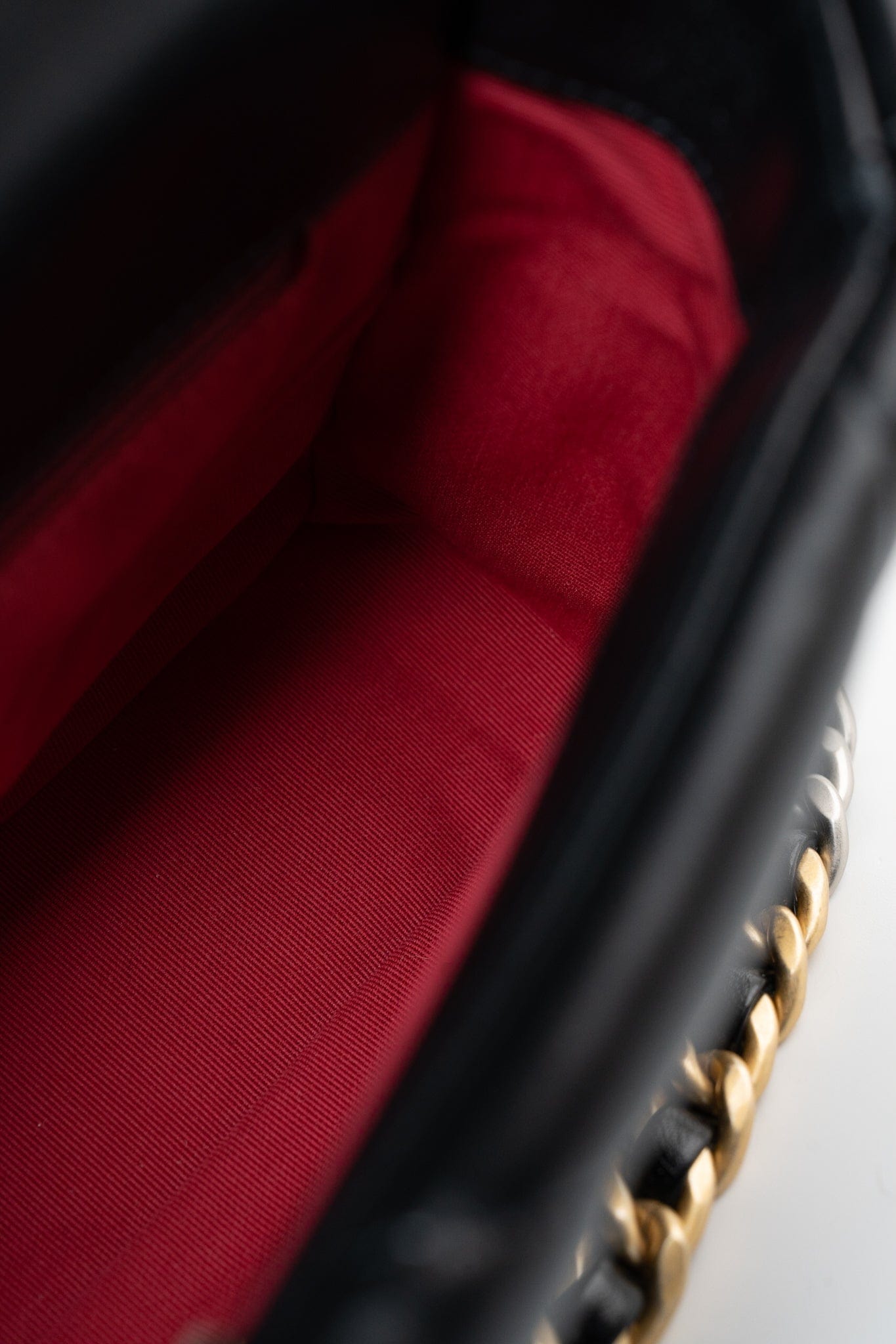 22S Black Lambskin Quilted 19 Flap Small Mixed Reverse Hardware