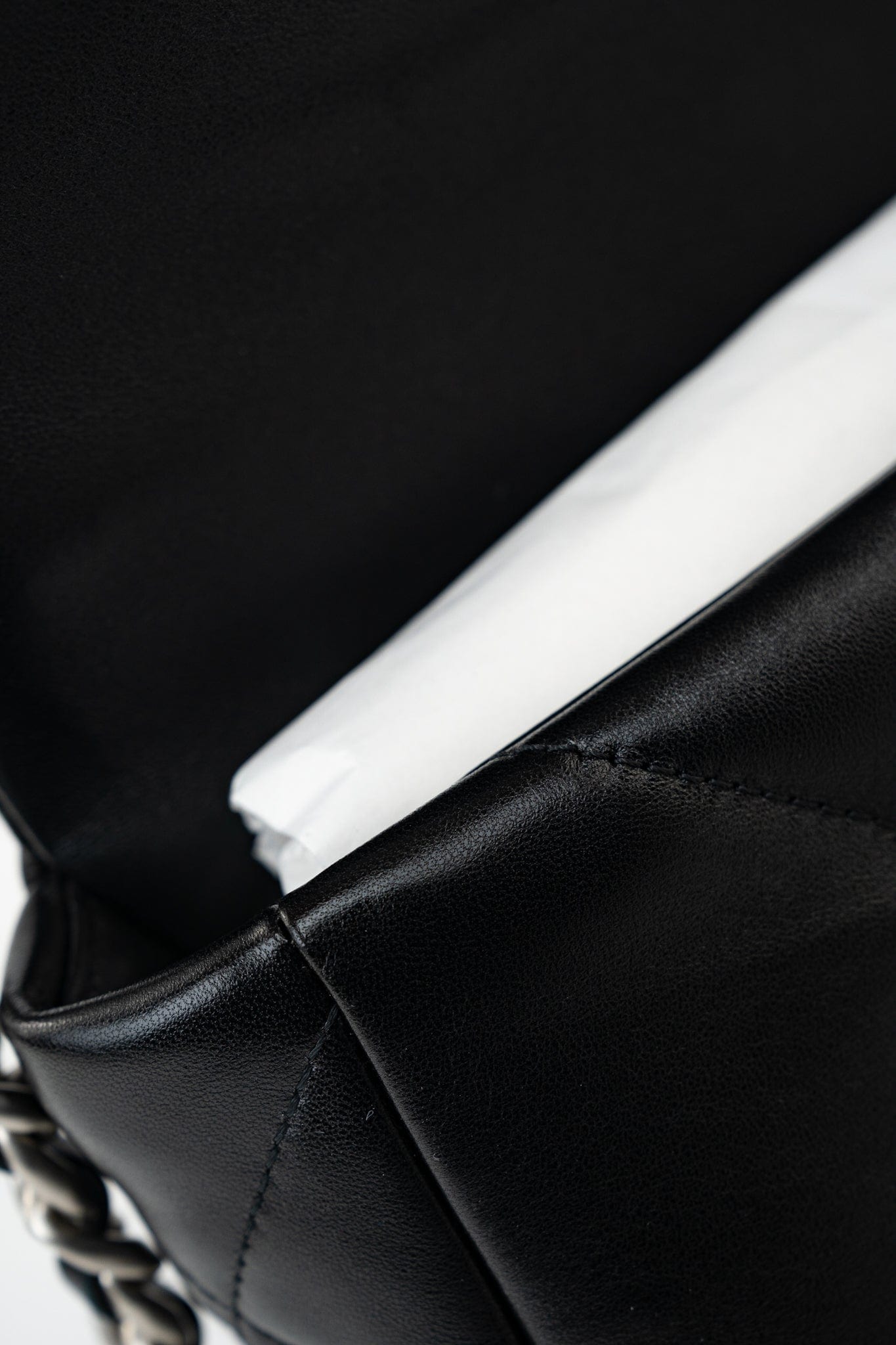 22S Black Lambskin Quilted 19 Flap Small Mixed Reverse Hardware