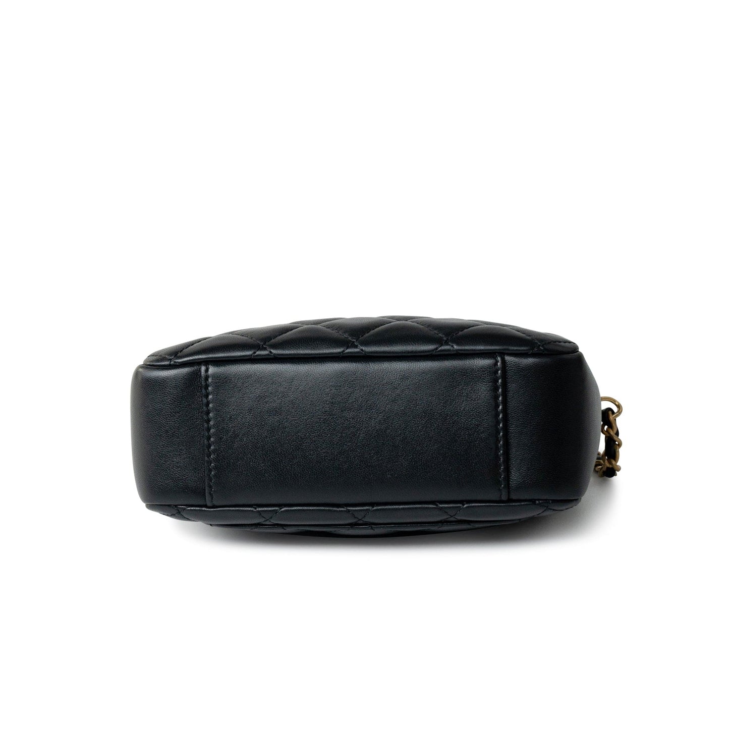 22S Black Lambskin Quilted Camera Case Aged Gold Hardware / Gold Interior