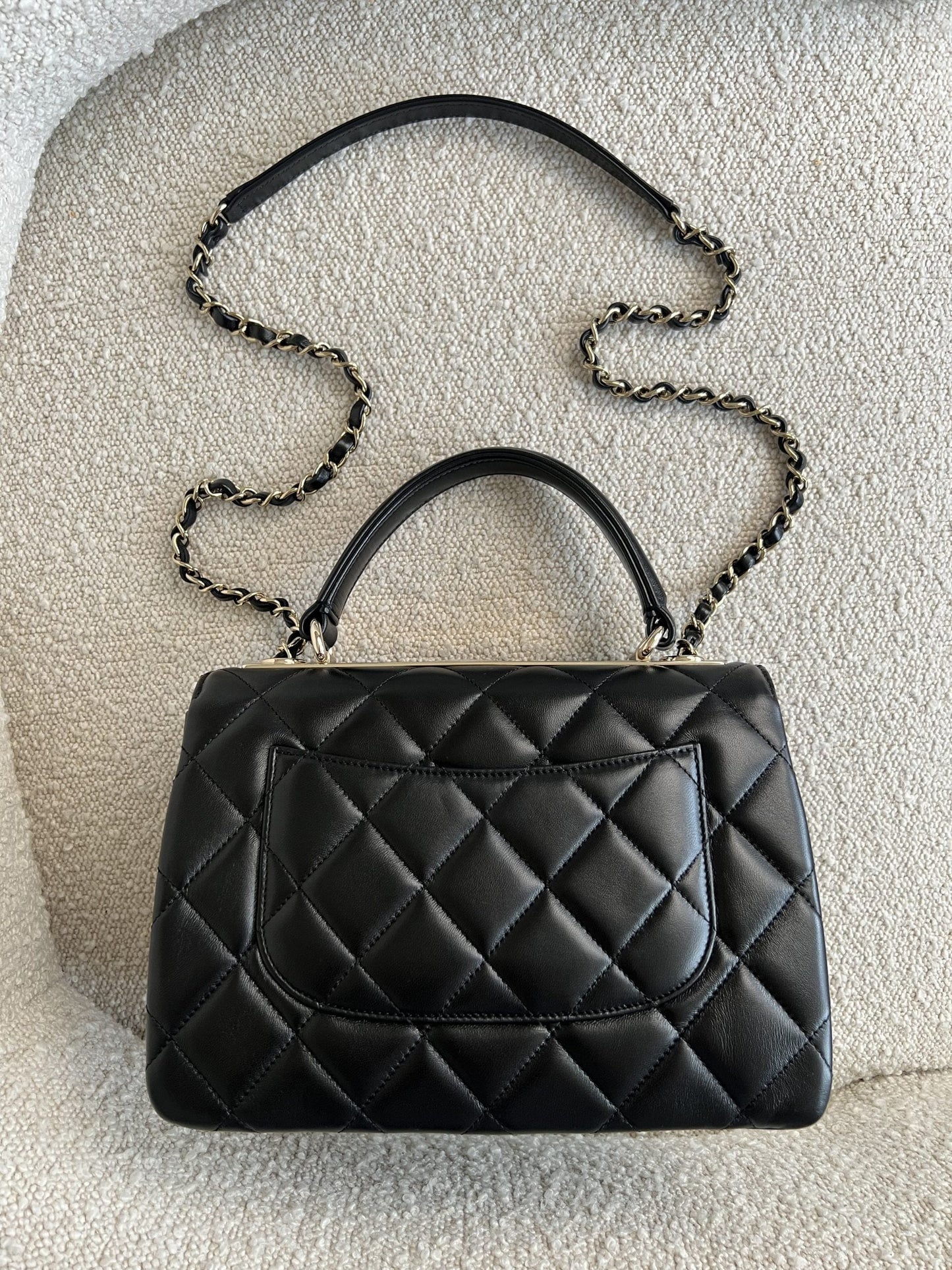 22S Black Lambskin Quilted Trendy CC Small LGHW