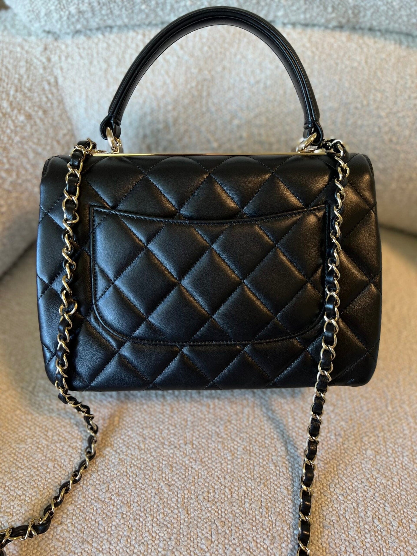 22S Black Lambskin Quilted Trendy CC Small LGHW
