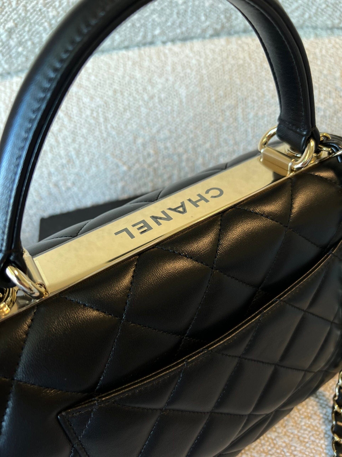 22S Black Lambskin Quilted Trendy CC Small LGHW