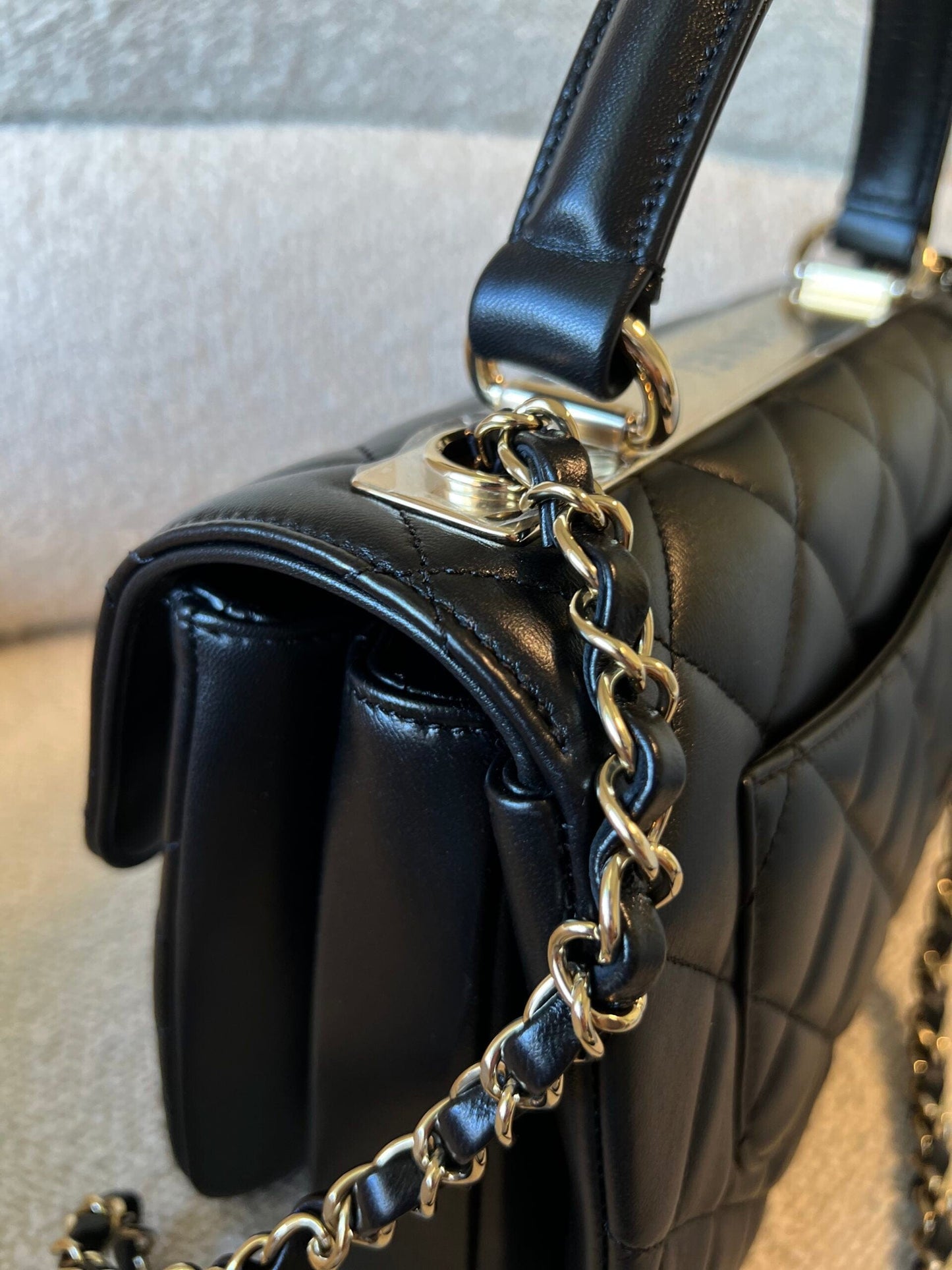 22S Black Lambskin Quilted Trendy CC Small LGHW