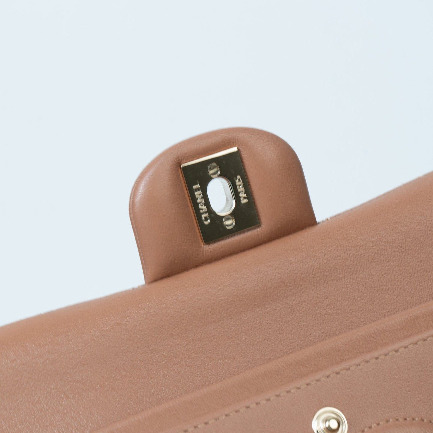 22S Caramel Lambskin Quilted Classic Flap Medium LGHW