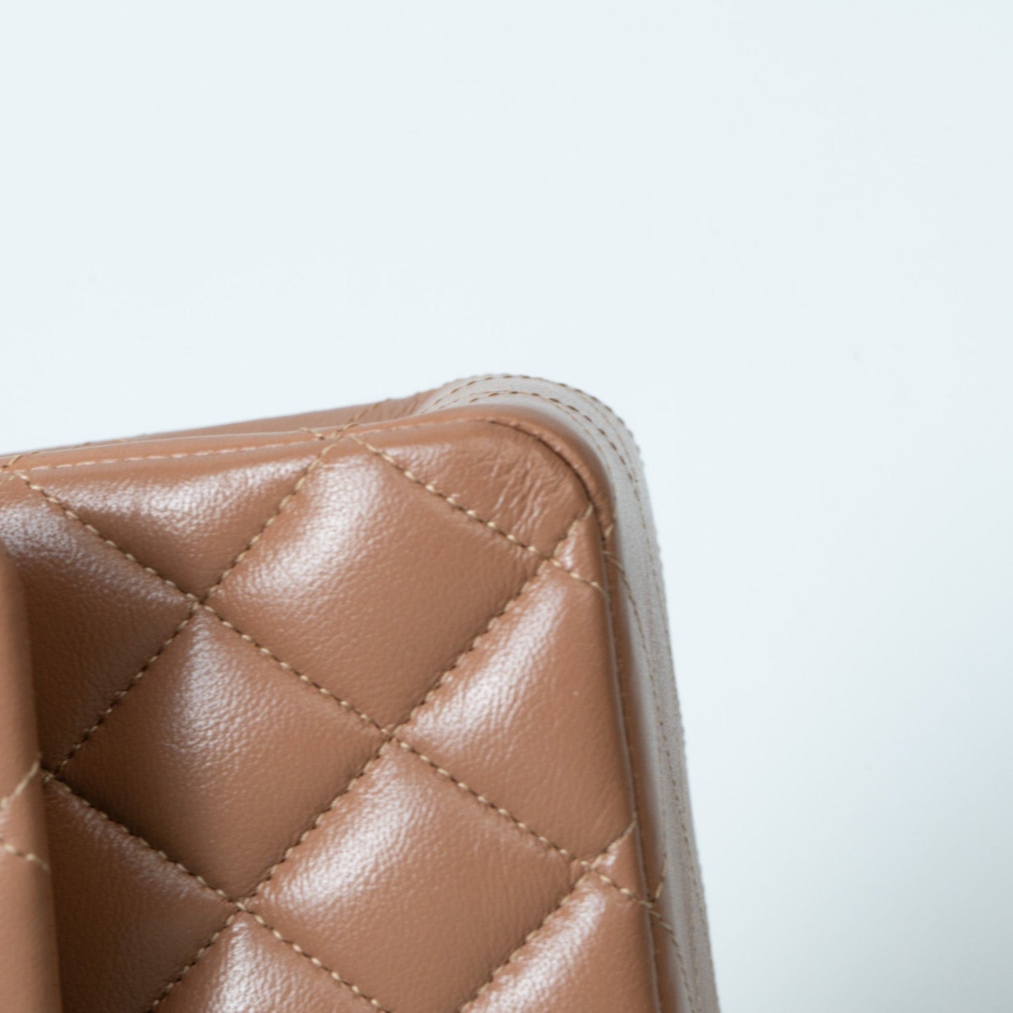 22S Caramel Lambskin Quilted Classic Flap Medium LGHW