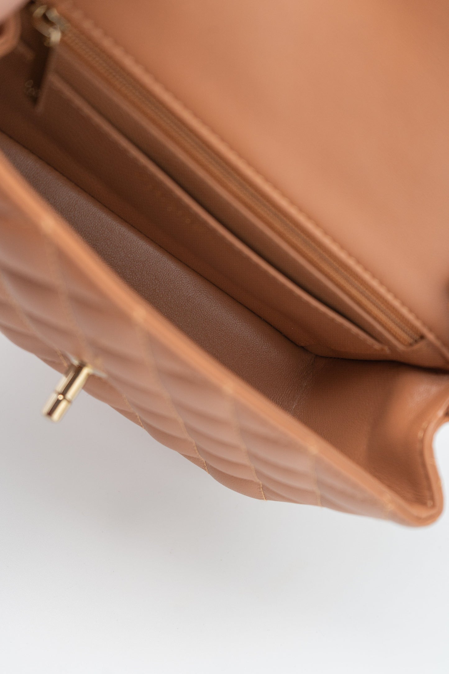 22S Caramel Mini Rectangular Lambskin Quilted LGHW