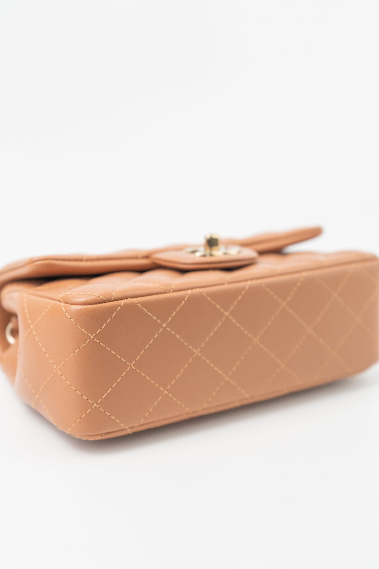 22S Caramel Mini Rectangular Lambskin Quilted LGHW