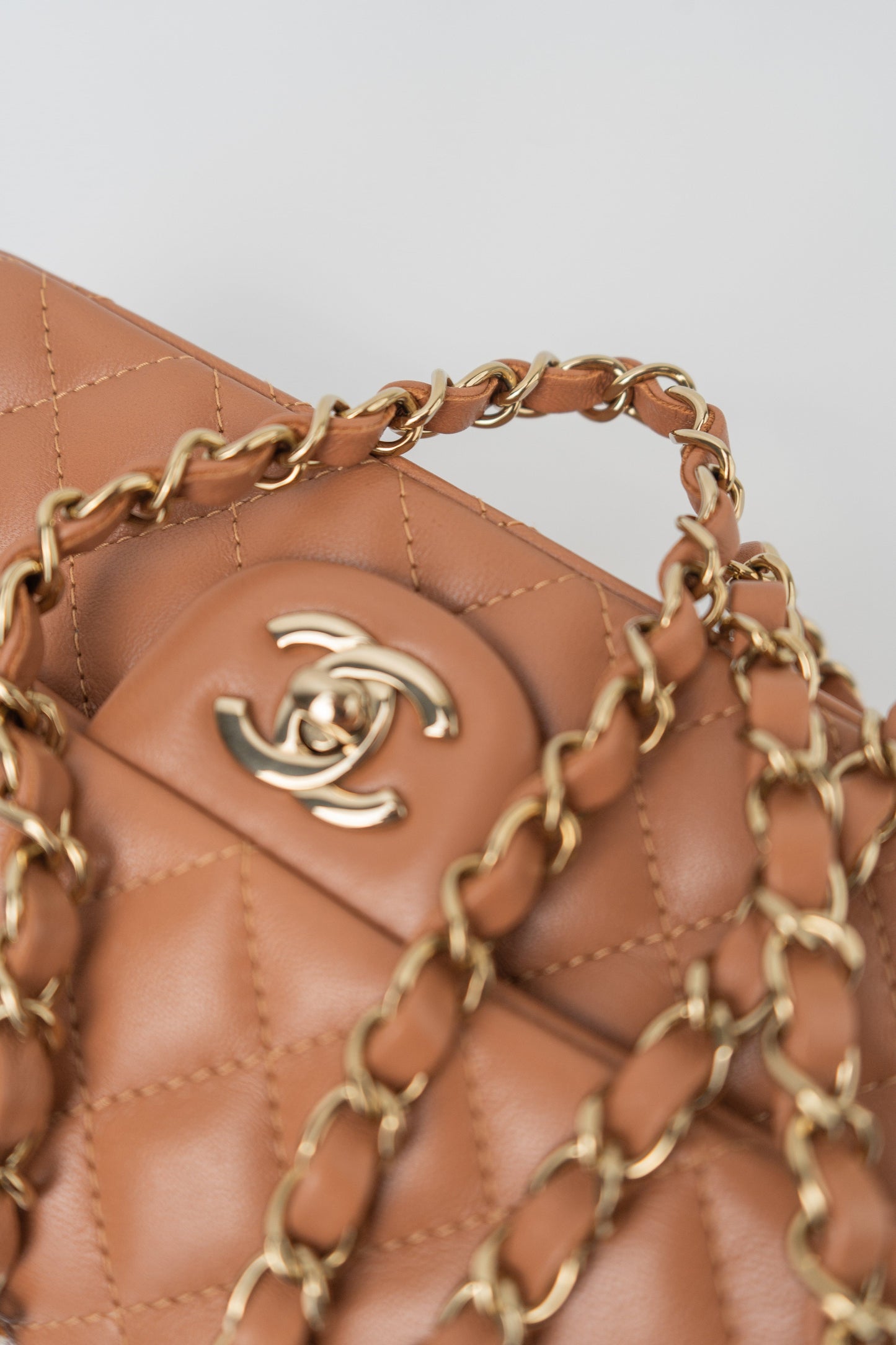 22S Caramel Mini Rectangular Lambskin Quilted LGHW