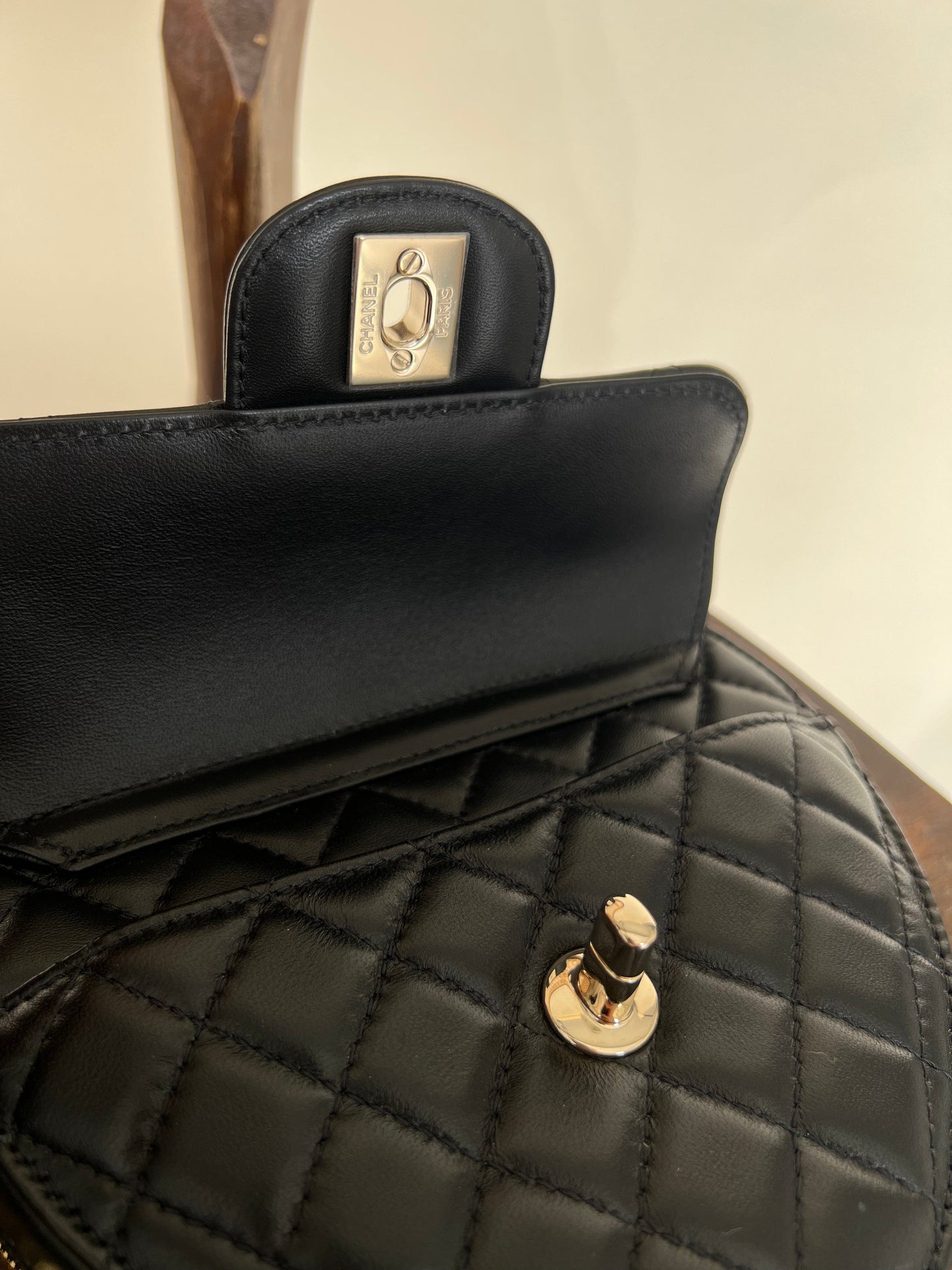 22S CC In Love Black Lambskin Quilted Large Heart Bag LGHW