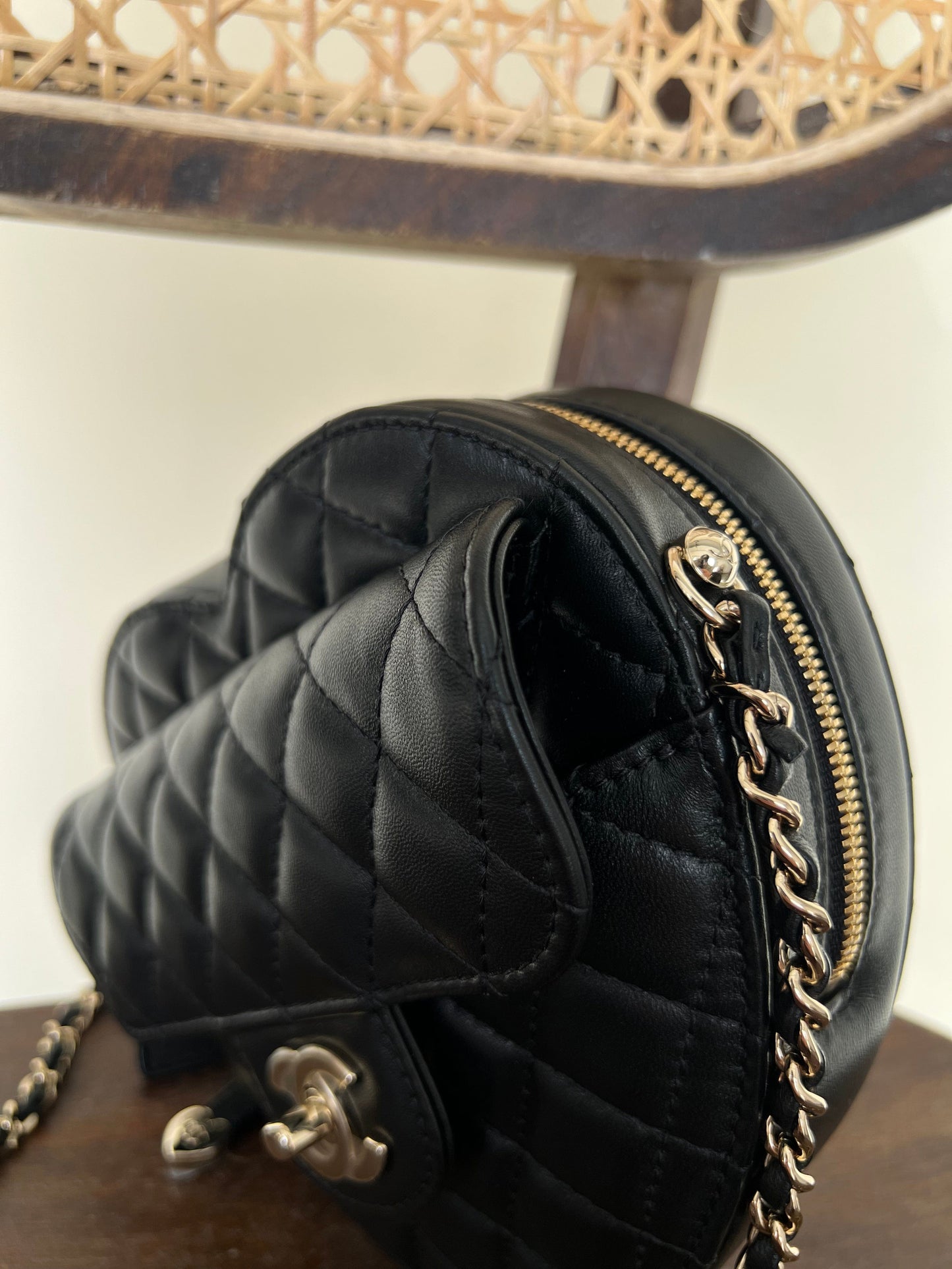 22S CC In Love Black Lambskin Quilted Large Heart Bag LGHW
