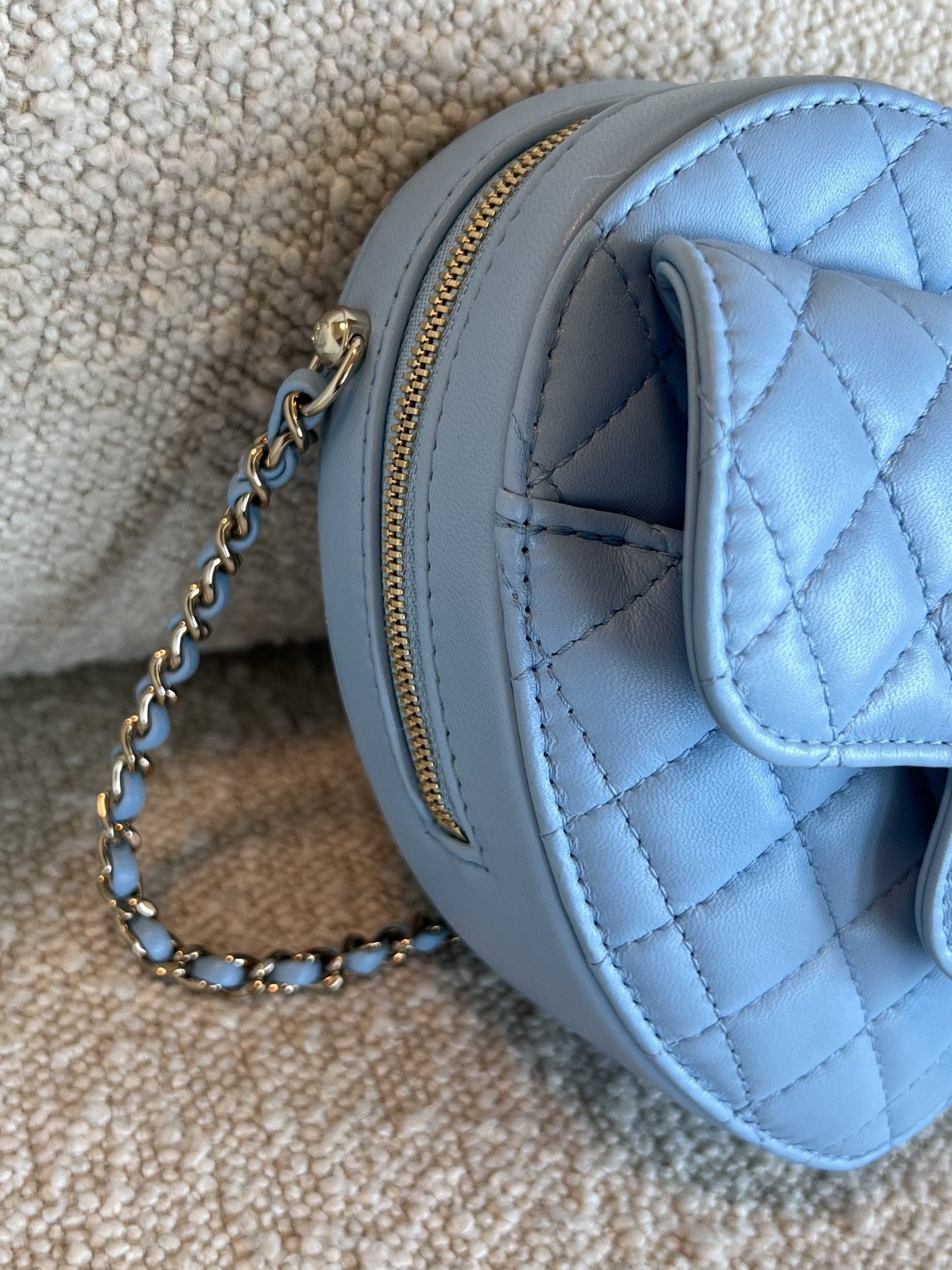 22S CC In Love Blue Lambskin Quilted Large Heart Bag LGHW