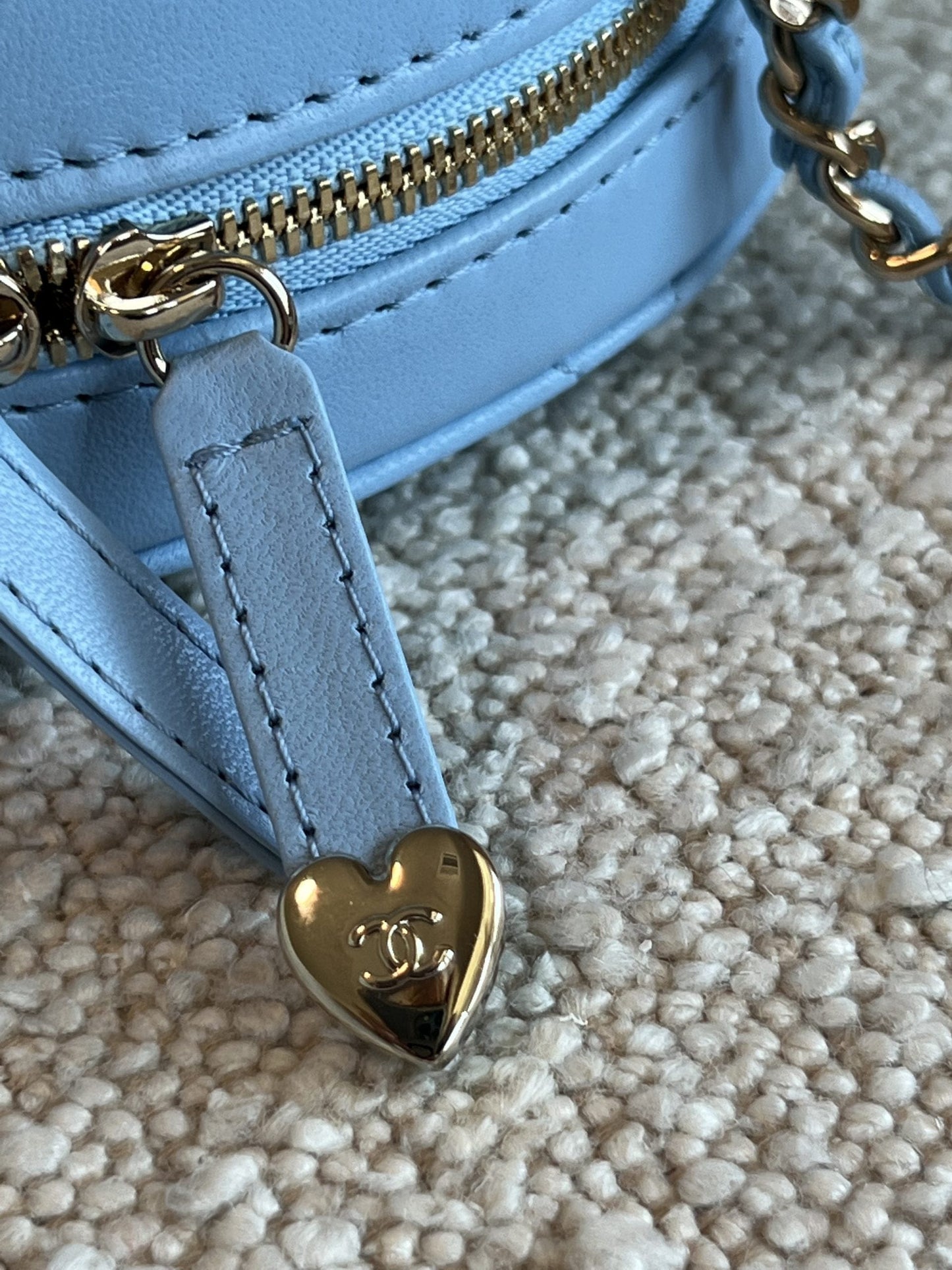 22S CC In Love Blue Lambskin Quilted Large Heart Bag LGHW