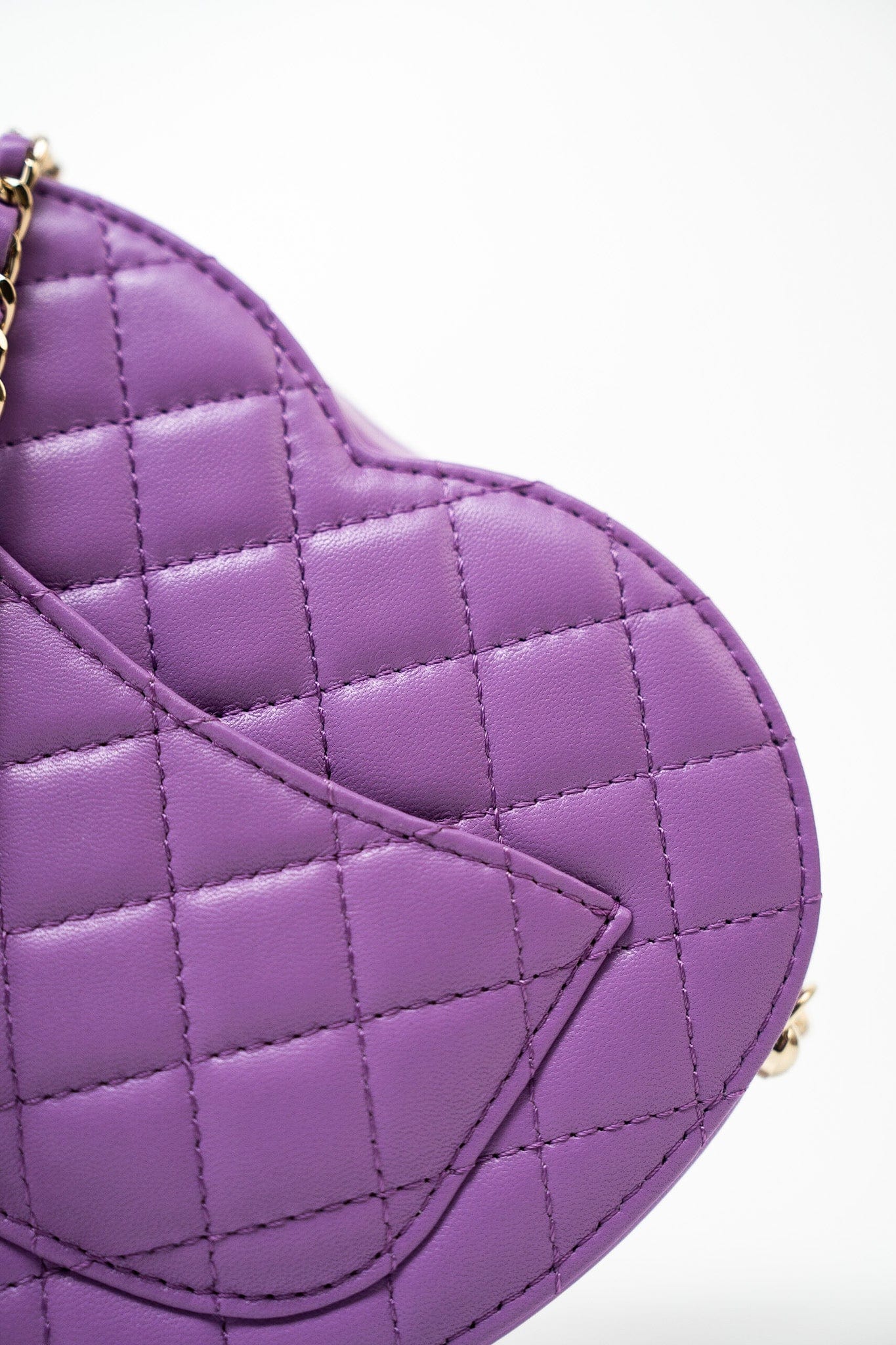 22S CC In Love Purple Lambskin Quilted Large Heart Bag