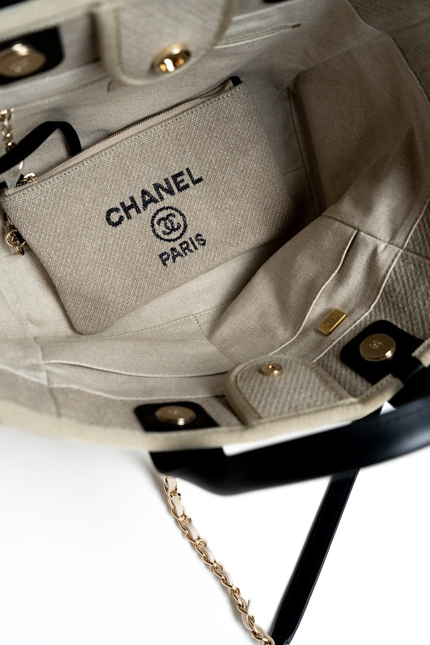 22S Dark Beige Deauville Shopping Bag Small Light Gold Hardware