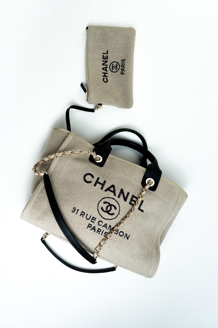 22S Dark Beige Deauville Shopping Bag Small Light Gold Hardware