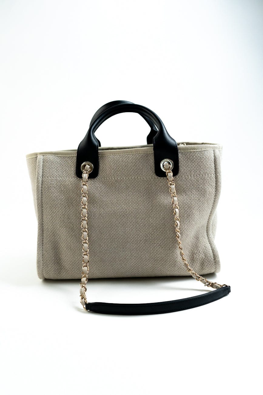 22S Dark Beige Deauville Shopping Bag Small Light Gold Hardware