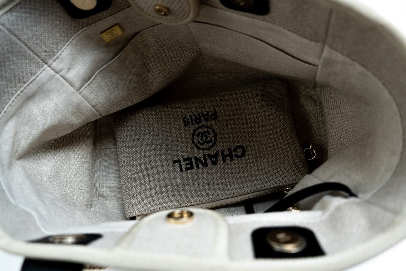 22S Dark Beige Deauville Shopping Bag Small Light Gold Hardware