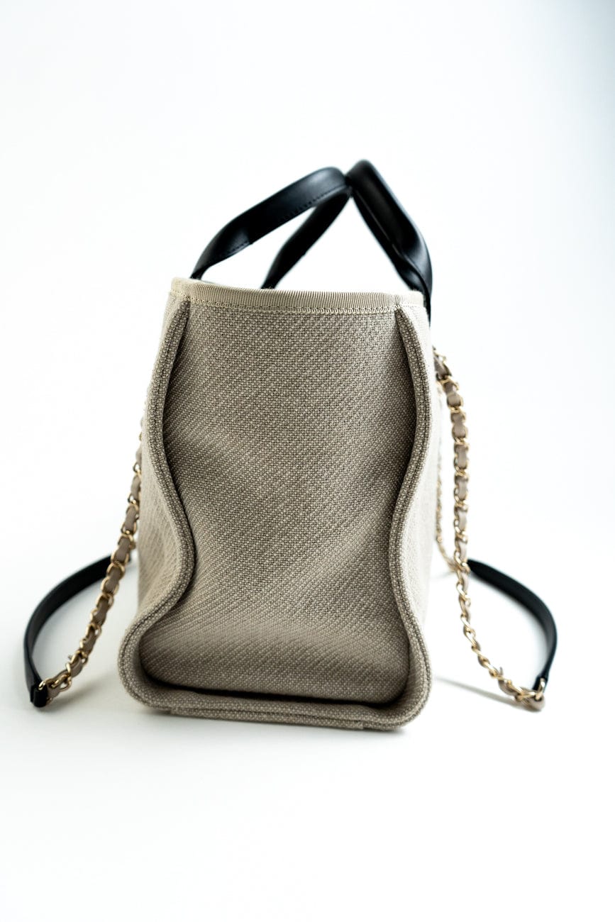 22S Dark Beige Deauville Shopping Bag Small Light Gold Hardware