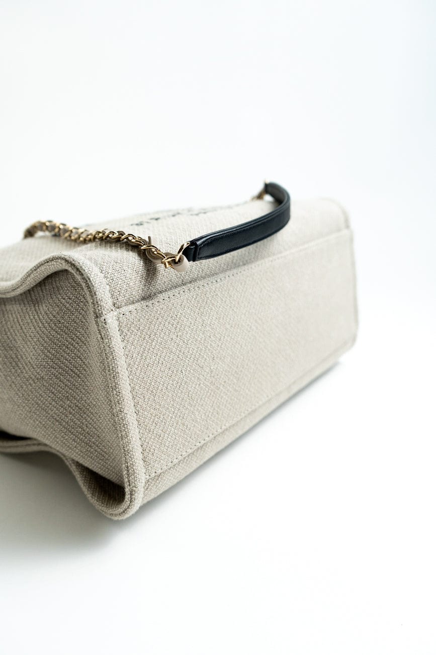 22S Dark Beige Deauville Shopping Bag Small Light Gold Hardware