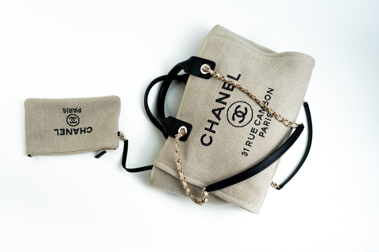 22S Dark Beige Deauville Shopping Bag Small Light Gold Hardware