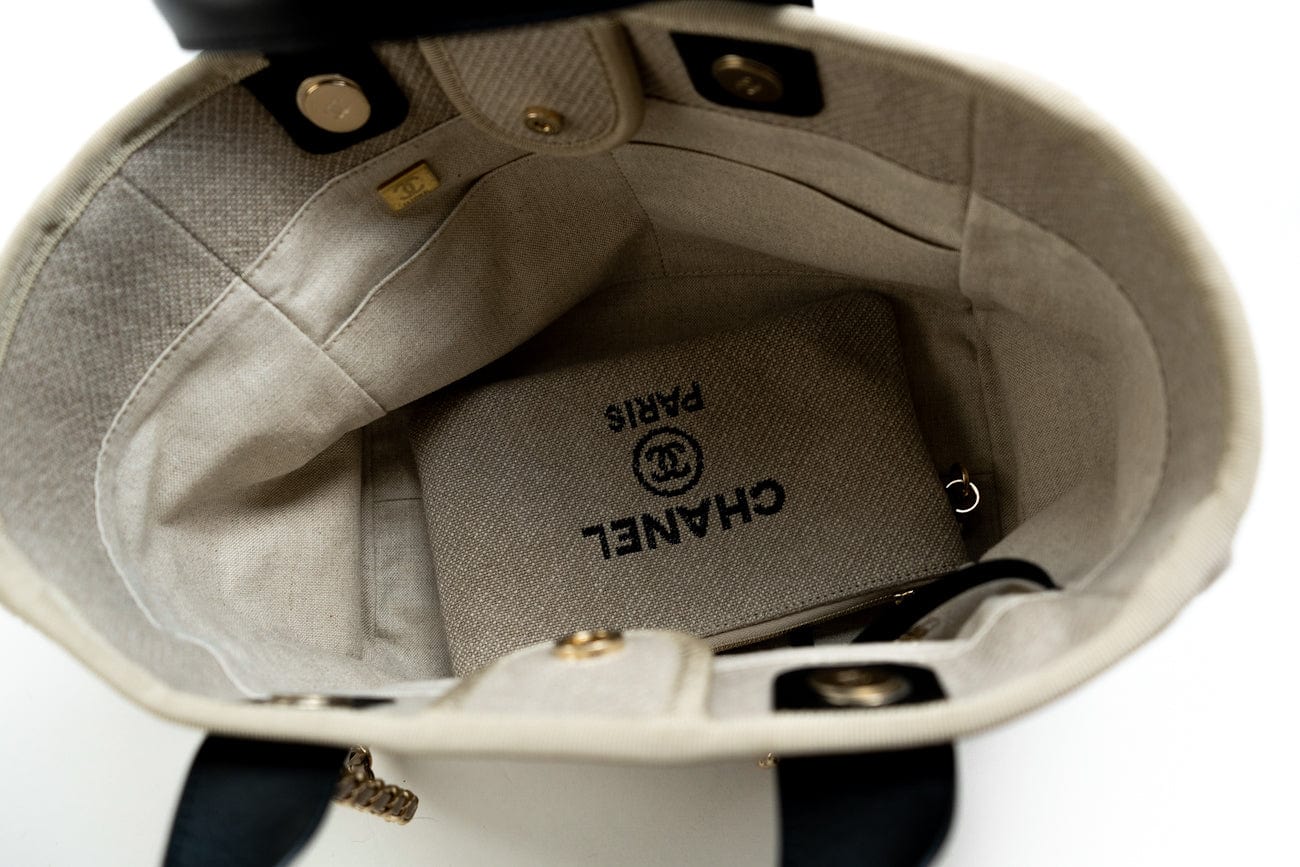 22S Dark Beige Deauville Shopping Bag Small Light Gold Hardware