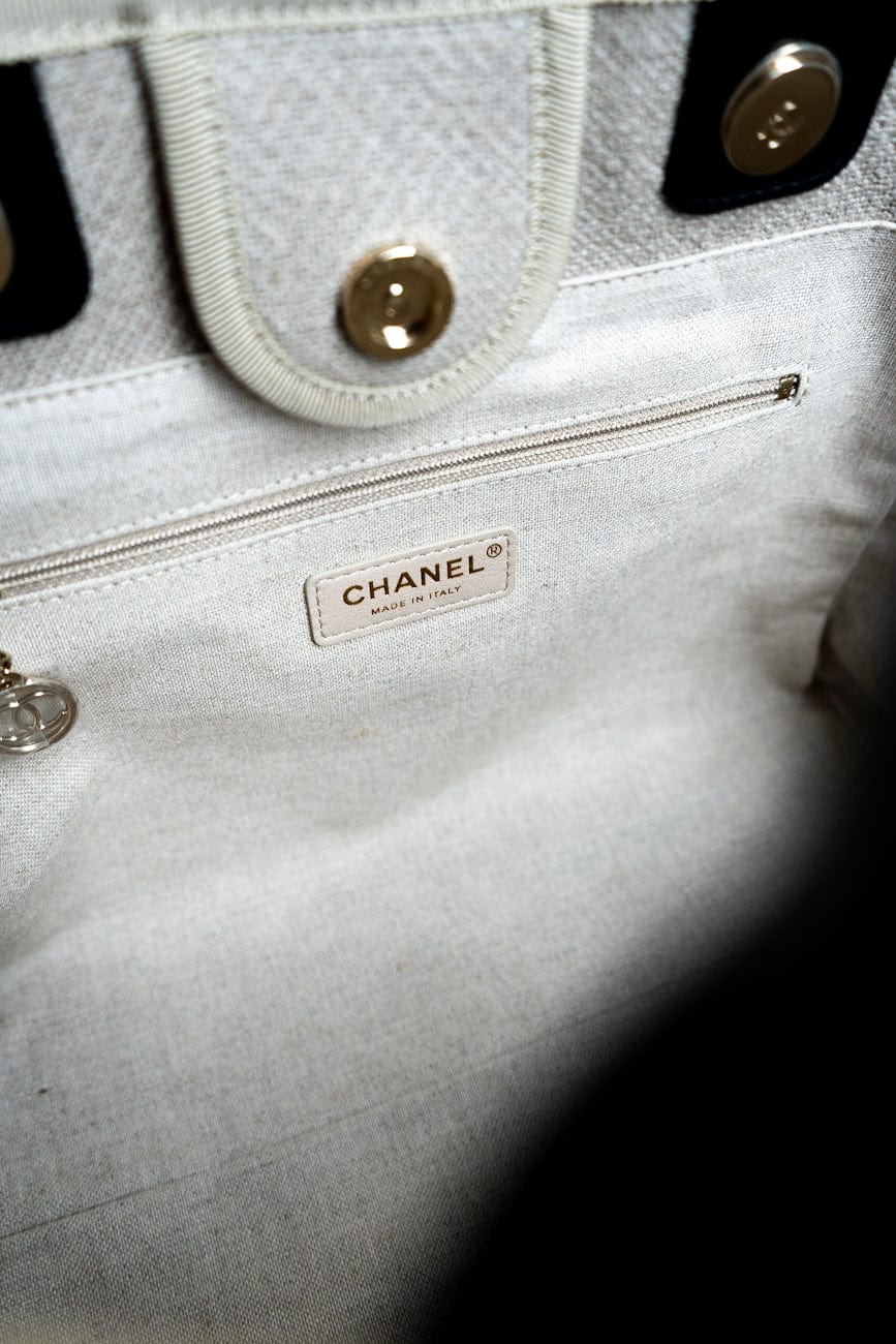 22S Dark Beige Deauville Shopping Bag Small Light Gold Hardware