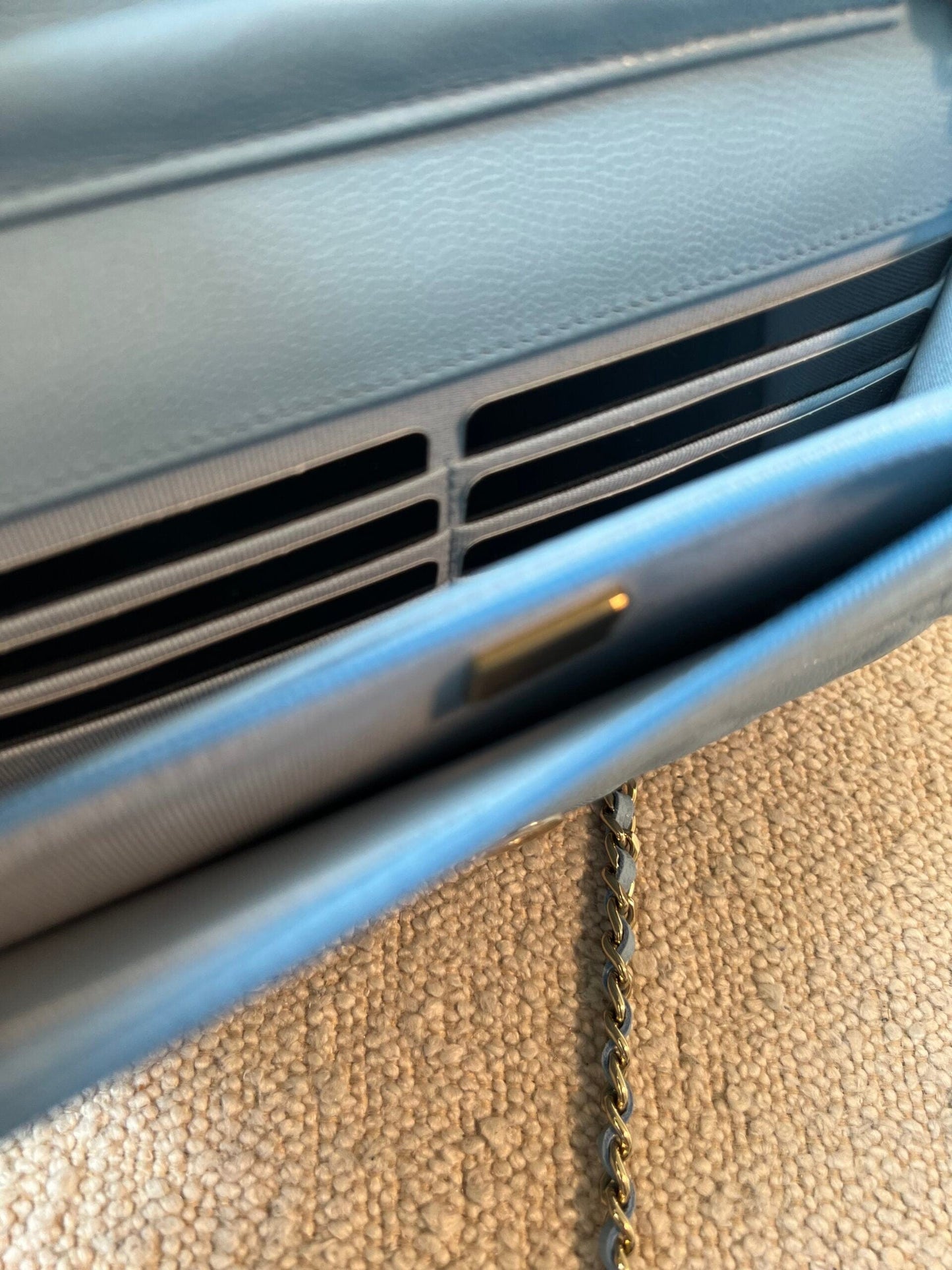 22S Light Blue Caviar Quilted Wallet On Chain (WOC)