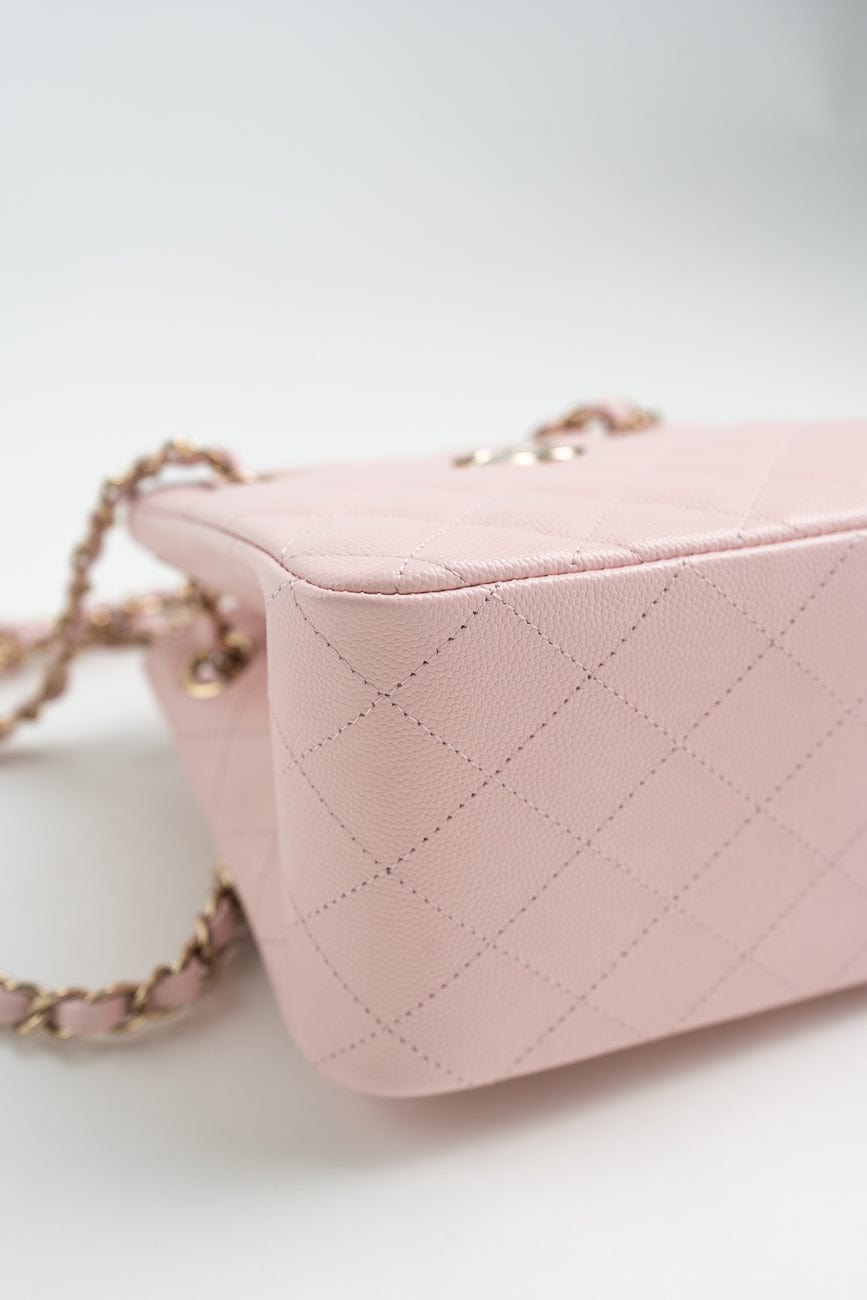 22S Light Pink Caviar Quilted Mini Bucket Bag LGHW